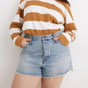 Madewell Women’s Relaxed Denim Raw Hem Jean Shorts in Cedarcroft Wash Size 30